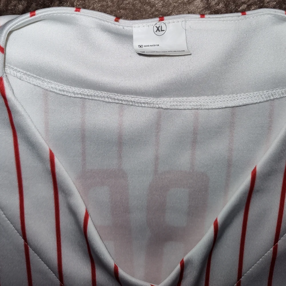 XL Phillies Striped Baseball Jersey - (No Name Brand) - Picture 6 of 6